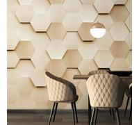 Origin Murals Gold Effect Metal Geometric Hexagons Matt Smooth Paste The Wall Mural 350Cm Wide X 280Cm High