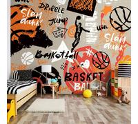 Origin Murals Graffiti Basketball - Orange - Large - W350cm x H280cm