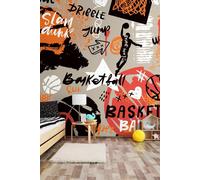 Origin Murals Graffiti Basketball Wall Mural in Orange | Size: W350 cm x H280 cm Origin Murals Orange W350 cm x H280 cm