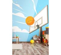 Origin Murals Graphic Basketball Hoop Wall Mural in Blue | Size: W350 cm x H280 cm Origin Murals Blue W350 cm x H280 cm