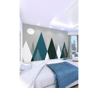 Origin Murals Graphic Mountains 300cm wide x 240cm high wall mural in Grey | Size: W350 cm x H280 cm Origin Murals Grey W350 cm x H280 cm