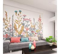 Origin Murals Grey & Cream Floral Botanical Matt Smooth Paste The Wall Mural 350Cm Wide X 280Cm High