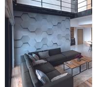 Origin Murals Grey Metal Geometric Hexagons Matt Smooth Paste The Wall Mural 350Cm Wide X 280Cm High