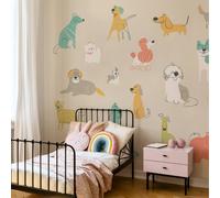 Origin Murals Happy Dogs Wall Mural - Gold - Medium - W300cm x H240cm