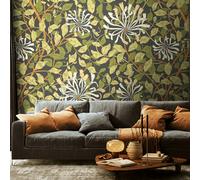 Origin Murals Honeysuckle - Black and Olive Green - Large - W350cm x H280cm