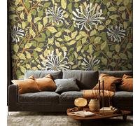 Origin Murals Honeysuckle - Black And Olive Green Matt Smooth Paste The Wall Mural 300Cm Wide X 240Cm High