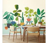 Origin Murals Houseplant Pots Wall Mural - Blue - Large - W350cm x H280cm