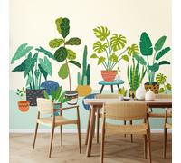 Origin Murals Houseplant Pots Wall Mural - Blue - Medium - W300cm x H240cm