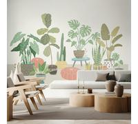 Origin Murals Houseplant Pots Wall Mural - Grey - Large - W350cm x H280cm