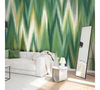 Origin Murals Ikat Zig Zag - Forest Green - Medium - W300cm x H240cm