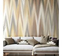 Origin Murals Ikat Zig Zag - Natural Linen - Medium - W300cm x H240cm
