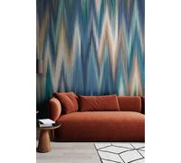 Origin Murals Ikat Zig Zag Wall Mural in Blue | Size: W300 cm x H240 cm Origin Murals Blue W300 cm x H240 cm