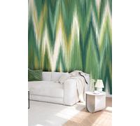 Origin Murals Ikat Zig Zag Wall Mural in Green | Size: W300 cm x H240 cm Origin Murals Green W300 cm x H240 cm