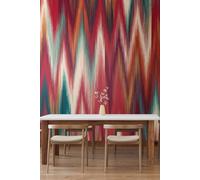 Origin Murals Ikat Zig Zag Wall Mural in Red | Size: W300 cm x H240 cm Origin Murals Red W300 cm x H240 cm