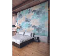 Origin Murals Iso Triangles Wall Mural in Duck Egg Blue | Size: W350 cm x H280 cm Origin Murals Duck Egg Blue W350 cm x H280 cm