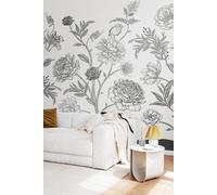 Origin Murals Jacobean Rose Trail Wall Mural in Black | Size: W350 cm x H280 cm Origin Murals Black W350 cm x H280 cm