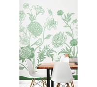 Origin Murals Jacobean Rose Trail Wall Mural in Green | Size: W300 cm x H240 cm Origin Murals Green W300 cm x H240 cm