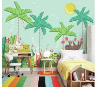 Origin Murals Jungle Animals Teal Wall Mural