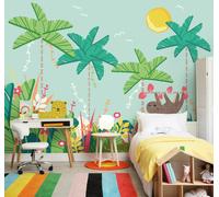 Origin Murals Jungle Animals Wall Mural - Blue - Large - W350cm x H280cm