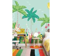 Origin Murals Jungle Animals Wall Mural in Blue | Size: W300 cm x H240 cm Origin Murals Blue W300 cm x H240 cm