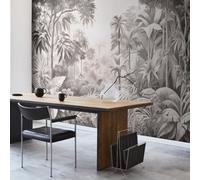 Origin Murals Jungle Trees - Black And White Matt Smooth Paste The Wall Mural 300Cm Wide X 240Cm High