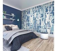 Origin Murals Letterpress Graffiti - Denim Blue Matt Smooth Paste The Wall Mural 300Cm Wide X 240Cm High