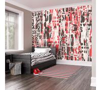 Origin Murals Letterpress Graffiti - Red And Black Matt Smooth Paste The Wall Mural 350Cm Wide X 280Cm High