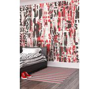 Origin Murals Letterpress Graffiti Wall Mural in Red | Size: W350 cm x H280 cm Origin Murals Red W350 cm x H280 cm