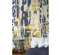 Origin Murals Letterpress Graffiti Wall Mural in Yellow | Size: W300 cm x H240 cm Origin Murals Yellow W300 cm x H240 cm