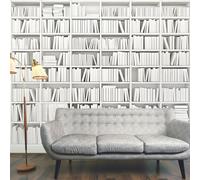 Origin Murals Library Wall Mural - White - White - Large - W350cm x H280cm