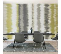 Origin Murals Linear Stripe - Olive Green and Charcoal - Large - W350cm x H280cm