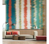 Origin Murals Linear Stripe - Teal Blue and Orange - Large - W350cm x H280cm