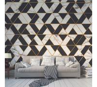 Origin Murals Marbled Textured Geometric Wall Mural - White - Large - W350cm x H280cm