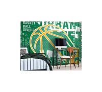 Origin Murals Modern Basketball Wall Mural in Green | Size: W300 cm x H240 cm Origin Murals Green W300 cm x H240 cm