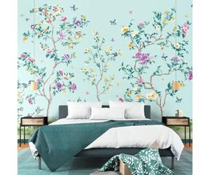 Origin Murals Oriental Flower Tree Blue Matt Smooth Paste The Wall Mural 350Cm Wide X 280Cm High