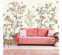 Origin Murals Oriental Flower Tree Cream Pink Matt Smooth Paste The Wall Mural 300Cm Wide X 240Cm High