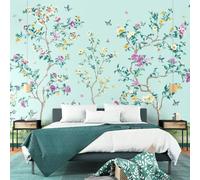 Origin Murals Oriental Flower Tree Wall Mural - Blue - Blue