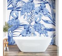 Origin Murals Paradise Blue Flamingo Matt Smooth Paste The Wall Mural 350Cm Wide X 280Cm High