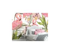 Origin Murals Paradise Flamingo Wall Mural in Pink | Size: W350 cm x H280 cm Origin Murals Pink W350 cm x H280 cm
