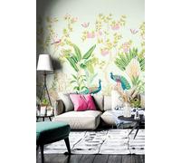Origin Murals Peacock Garden Wall Mural in Light Blue | Size: W350 cm x H280 cm Origin Murals Light Blue W350 cm x H280 cm
