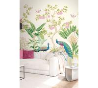 Origin Murals Peacock Garden Wall Mural in Light Green | Size: W300 cm x H240 cm Origin Murals Light Green W300 cm x H240 cm