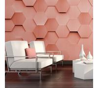 Origin Murals Pink Metal Geometric Hexagons Matt Smooth Paste The Wall Mural 350Cm Wide X 280Cm High