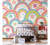 Origin Murals Rainbow Wobble Coral Pink Wall Mural
