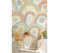 Origin Murals Rainbow Wobble Wall Mural in Mid Grey | Size: W300 cm x H240 cm Origin Murals Mid Grey W300 cm x H240 cm