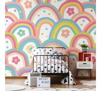 Origin Murals Rainbow Wobble Wall Mural - Pink - Large - W350cm x H280cm