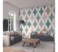 Origin Murals Retro Green Geometric Pattern Matt Smooth Paste The Wall Mural 350Cm Wide X 280Cm High
