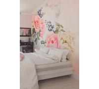 Origin Murals Roses & Sparkles Wall Mural in Rose | Size: W300 cm x H240 cm Origin Murals Rose W300 cm x H240 cm