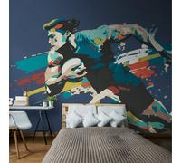 Origin Murals Rugby Player In Graphic Style Blue Paste The Wall Mural 300Cm Wide X 240M High