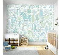 Origin Murals Scandi Forest Animal Teal Blue Wall Mural