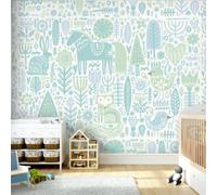 Origin Murals Scandi Forest Animals Teal Blue Paste The Wall Mural 350Cm Wide X 280 High